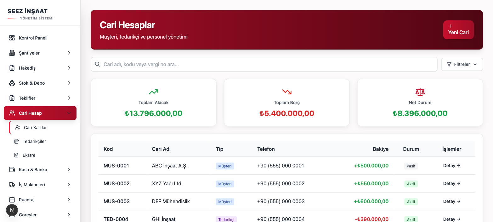 Cari Hesap Yönetimi
